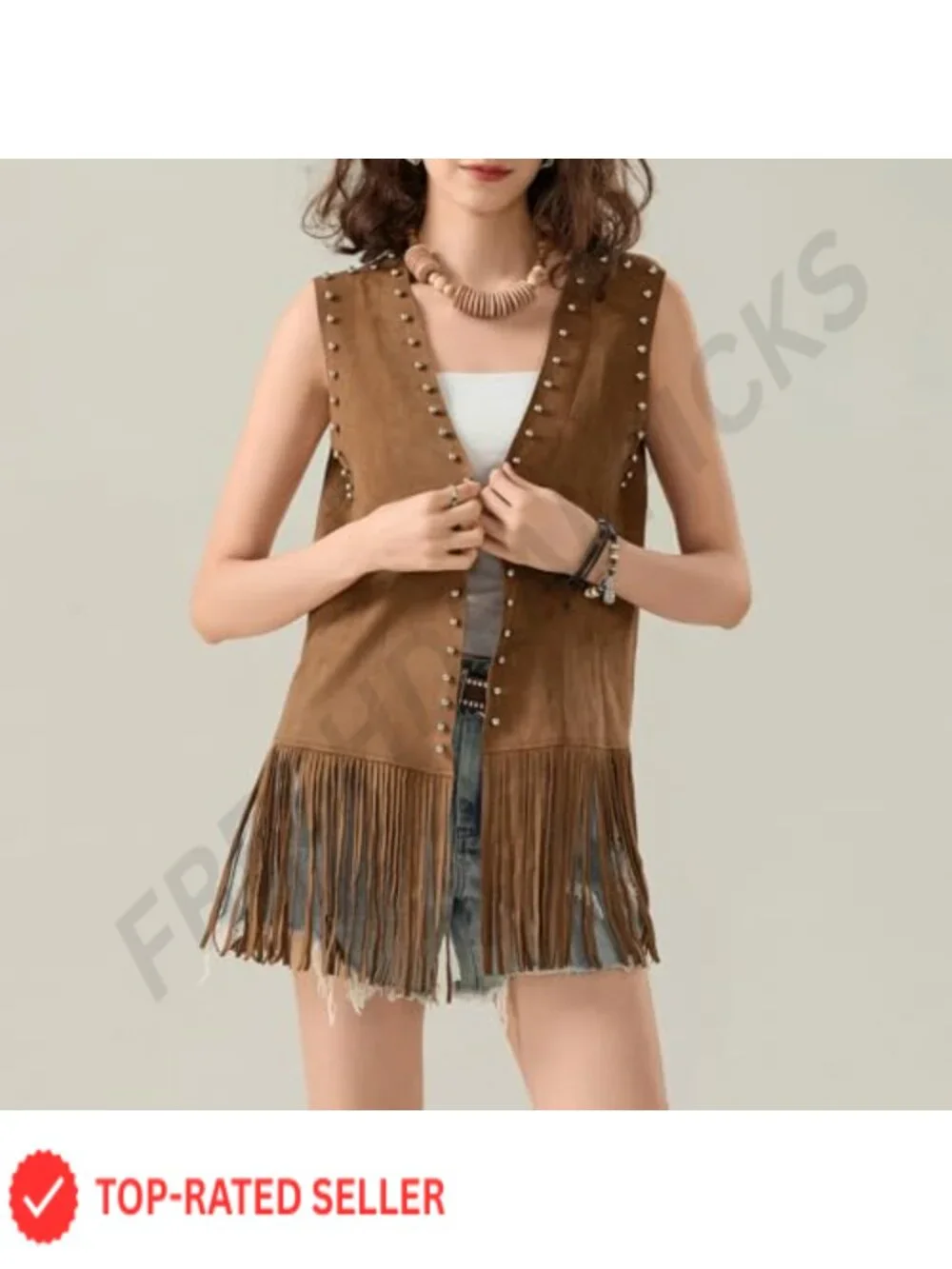 Fringe Vest Women Sleeveless Western Cowgirl Faux Suede Tassel Cardigan Hippie